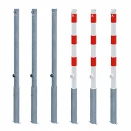 Afzetpaal 60 mm 900 mm verwijderbaar met driehoekslot -  Verzinkt of wit/rood gecoat