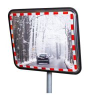Anti-vries verkeersspiegel RVS 80x100 cm met rood-witte reflecterende rand
