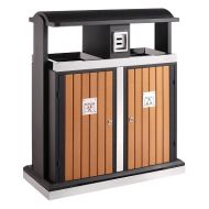 Buitenafvalbak afvalscheiding, houtlook, inhoud 2 x 50 liter