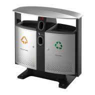 Buitenafvalbak afvalscheiding 2x39 liter, zwart en aluminiumgrijs