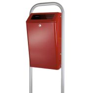 Buitenafvalbak gepoedercoated aluminium, inhoud 50 liter, kleur bordeaux