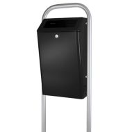 Buitenafvalbak gepoedercoated aluminium, inhoud 50 liter, kleur zwart/grijs