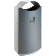 Buitenafvalbak met afdak, kleur grijs, inhoud 68 liter