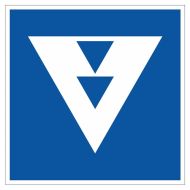 Scheepvaartbord E.5.10 / Toestemming ligplaats te nemen (ankeren en meren) uitsluitend voor andere schepen dan duwvaart die twee blauwe kegels of twee blauwe lichten moeten voeren, aan de zijde van de vaarweg waar het bord is geplaatst