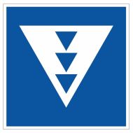Scheepvaartbord E.5.11 / Toestemming ligplaats te nemen (ankeren en meren) uitsluitend voor andere schepen dan duwvaart die drie blauwe kegels of drie blauwe lichten moeten voeren, aan de zijde van de vaarweg waar het bord is geplaatst