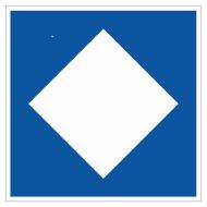 Scheepvaartbord E.5.12 / Toestemming ligplaats te nemen (ankeren en meren) uitsluitend voor schepen — zowel duwvaart als andere schepen dan duwvaart — die geen blauwe kegels of lichten behoeven te voeren, aan de zijde van de vaarweg waar het bord is gepla