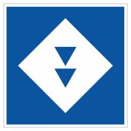 Scheepvaartbord E.5.14 / Toestemming ligplaats te nemen (ankeren en meren) uitsluitend voor schepen — zowel duwvaart als andere schepen dan duwvaart — die twee blauwe kegels of twee blauwe lichten moeten voeren, aan de zijde van de vaarweg waar het bord i