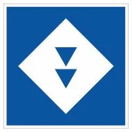 Scheepvaartbord E.5.14 / Toestemming ligplaats te nemen (ankeren en meren) uitsluitend voor schepen — zowel duwvaart als andere schepen dan duwvaart — die twee blauwe kegels of twee blauwe lichten moeten voeren, aan de zijde van de vaarweg waar het bord i