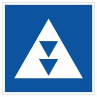 Scheepvaartbord E.5.6 / Toestemming ligplaats te nemen (ankeren en meren) uitsluitend voor duwvaart die twee blauwe kegels of twee blauwe lichten moet voeren, aan de zijde van de vaarweg waar het bord is geplaatst