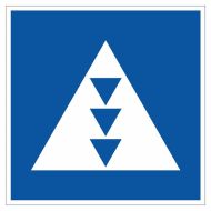 Scheepvaartbord E.5.7 / Toestemming ligplaats te nemen (ankeren en meren) uitsluitend voor duwvaart die drie blauwe kegels of drie blauwe lichten moet voeren aan de zijde van de vaarweg, waar het bord is geplaatst