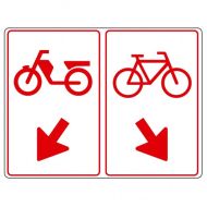 Verkeersbord D105, Gebod voor bromfietser en fietser het bord te passeren aan de zijde die de pijl aangeeft