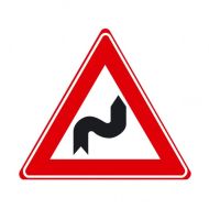 Verkeersbord J04 - Waarschuwing S-bocht eerst naar rechts