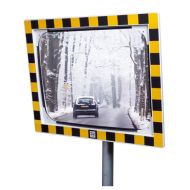 JISLON verkeersspiegel RVS anti-condens 60x80 cm geel zwart met paalbeugel 48-90 mm