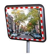 JISLON verkeersspiegel RVS 80 × 100 cm met rood-witte reflecterende rand en straatreflectie