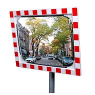 JISLON verkeersspiegel veiligheidsglas 60 × 80 cm met rood-witte reflecterende rand en straatbeeld
