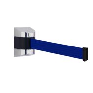 Wandcassette chroom met uittrekbaar lint 7,70 meter, kleur lint effen donkerblauw