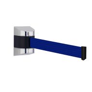 Wandcassette chroom met uittrekbaar lint 9 meter, kleur lint effen donkerblauw