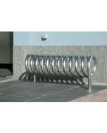 Fietsenrek in spiraalvorm gepolijst inox