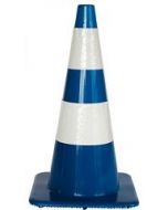 Afzetkegel 75 cm blauw soepel pvc met 2 witte reflecterende (H.I.) banden